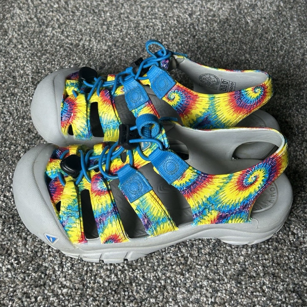 KEEN Newport Kids Size 2 Waterproof Rubber Sandals Hiking Closed Toe Tie Dye - Picture 3 of 8